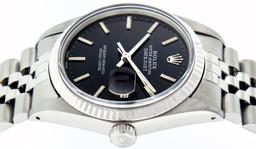 Rolex Mens Stainless Steel Black Index DateJust Men's Datejust Wristwatch