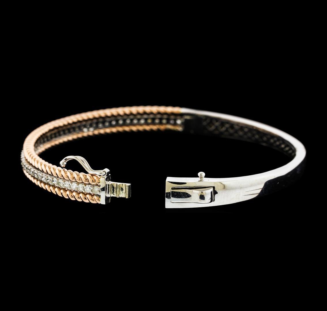 0.95 ctw Diamond Bangle Bracelet - 14KT Rose and White Gold