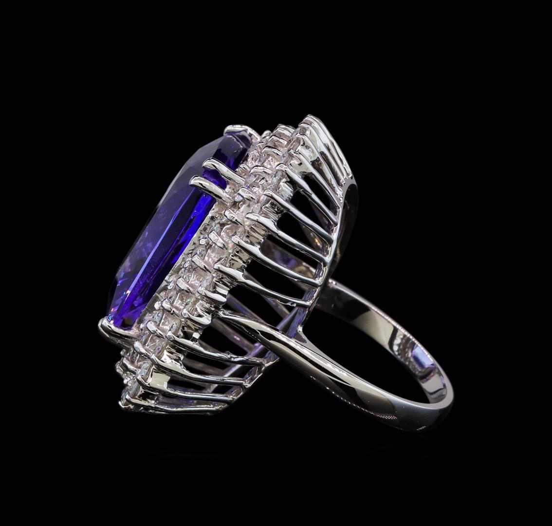 GIA Cert 22.59 ctw Tanzanite and Diamond Ring - 14KT White Gold