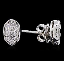 0.90 ctw Diamond Earrings - 14KT White Gold