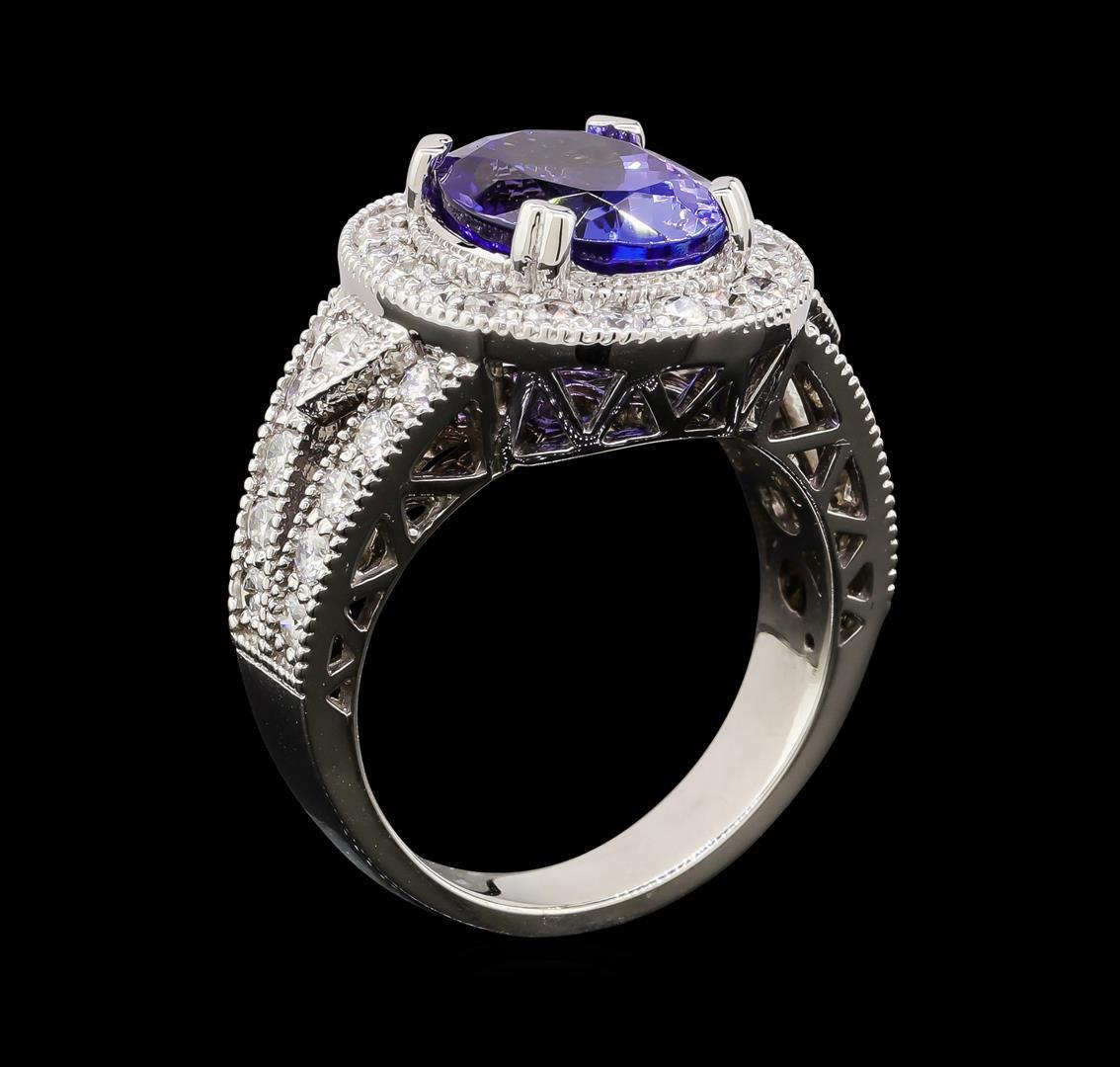 5.46 ctw Tanzanite and Diamond Ring - 14KT White Gold