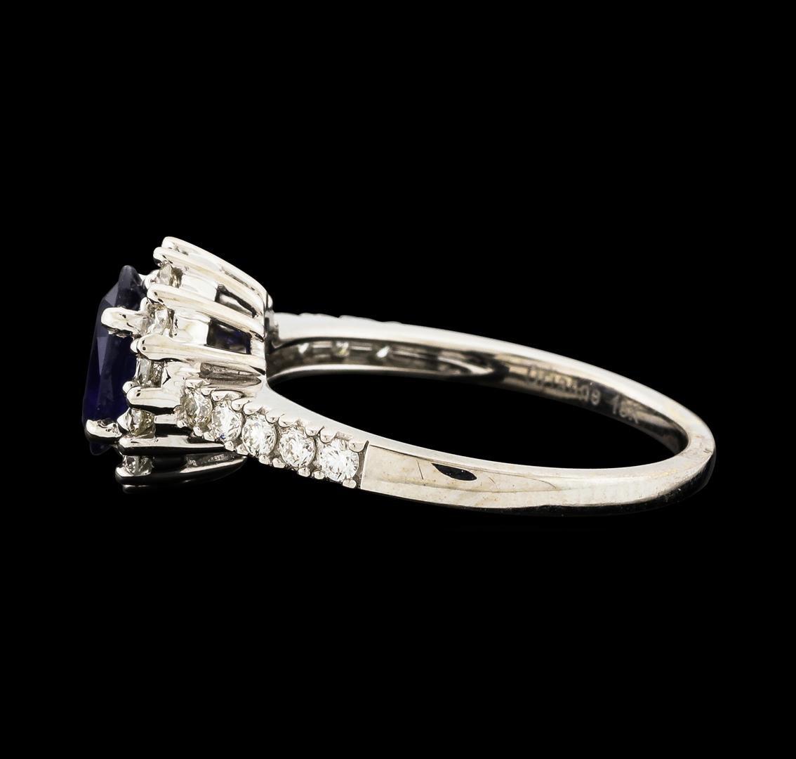 1.29 ctw Sapphire and Diamond Ring - 18KT White Gold