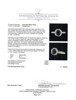 1.29 ctw Sapphire and Diamond Ring - 18KT White Gold