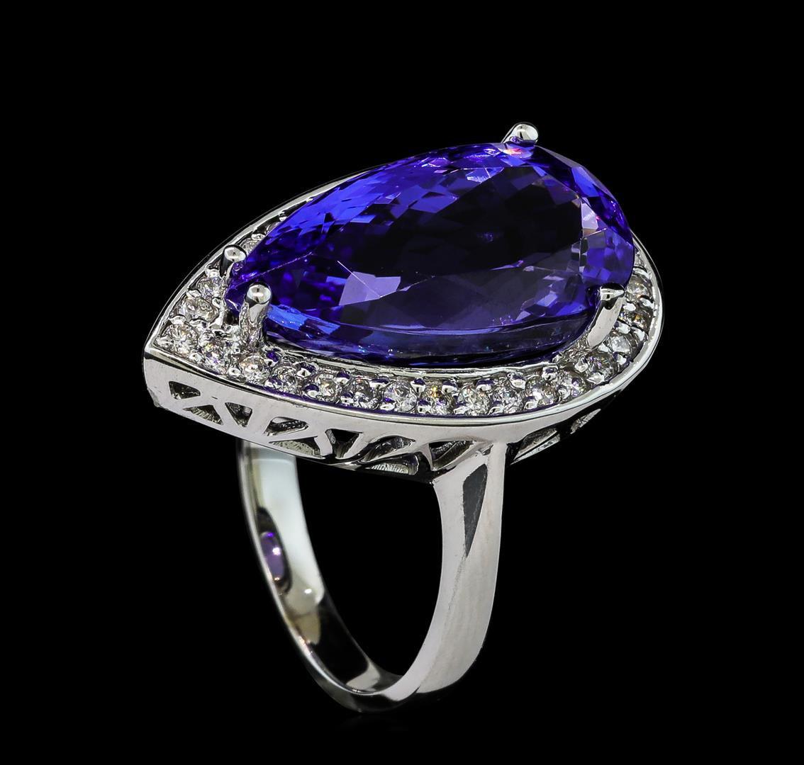 11.34 ctw Tanzanite and Diamond Ring - 14KT White Gold