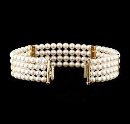 14KT Yellow Gold Pearl and Diamond Choker