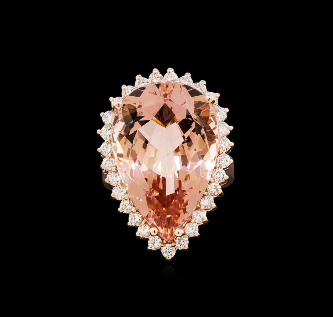 20.71 ctw Morganite and Diamond Ring - 14KT Rose Gold