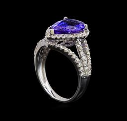 18KT White Gold 3.62 ctw Tanzanite and Diamond Ring