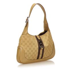 Gucci Gold Brown Canvas Leather Jacquard Jackie Bag