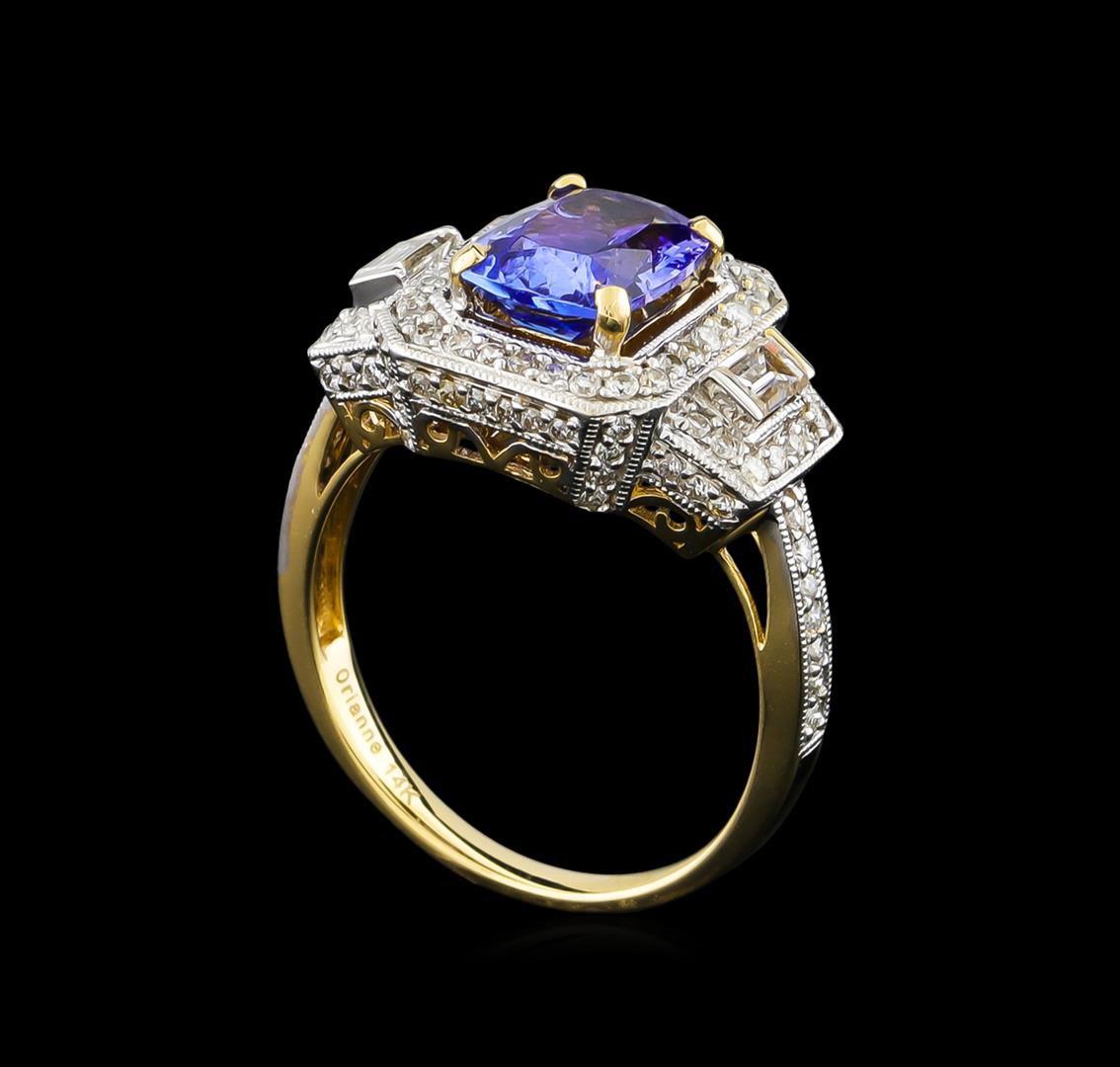 14KT Yellow Gold 2.24 ctw Tanzanite and Diamond Ring