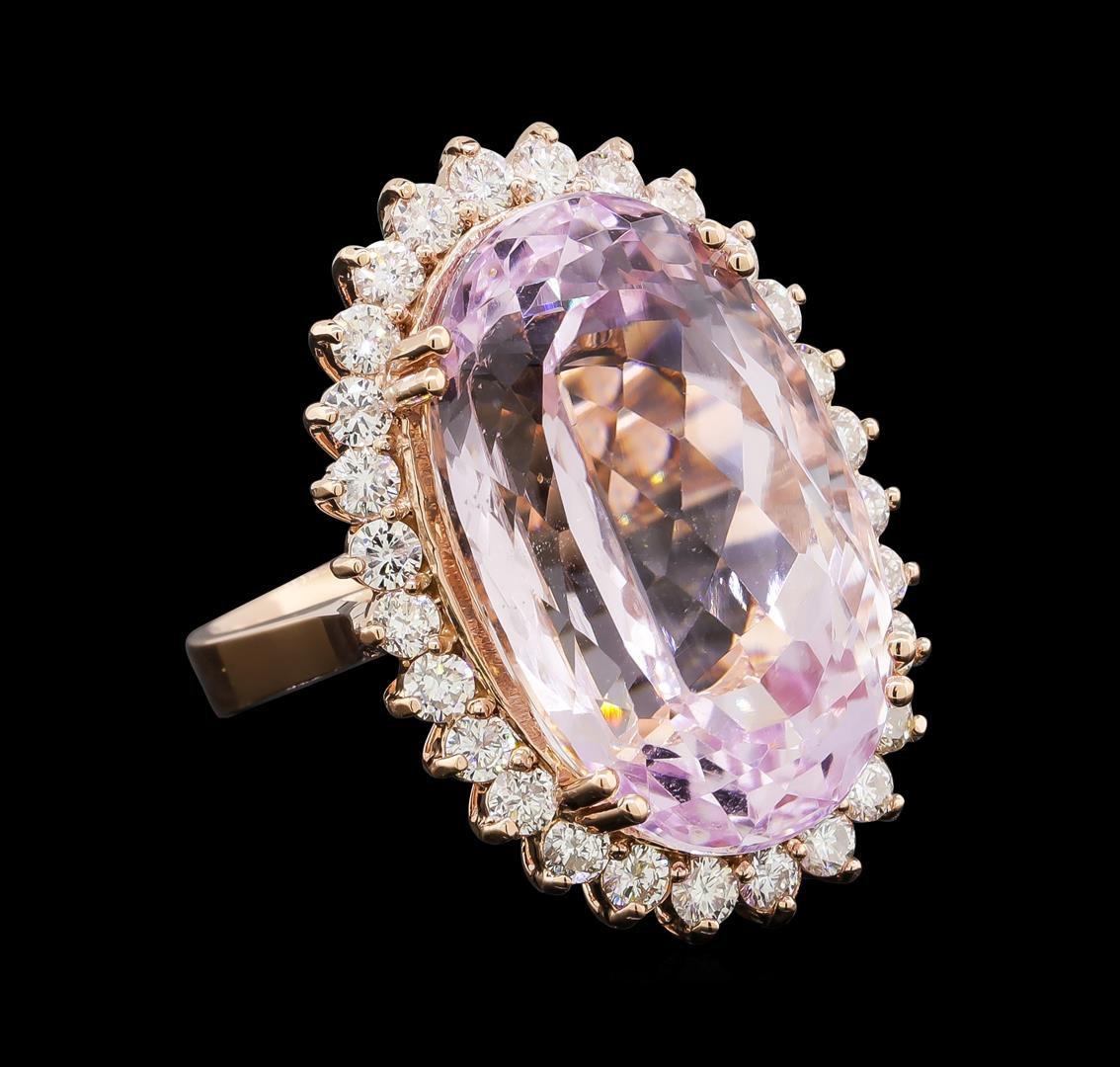 29.20 ctw Kunzite and Diamond Ring - 14KT Rose Gold