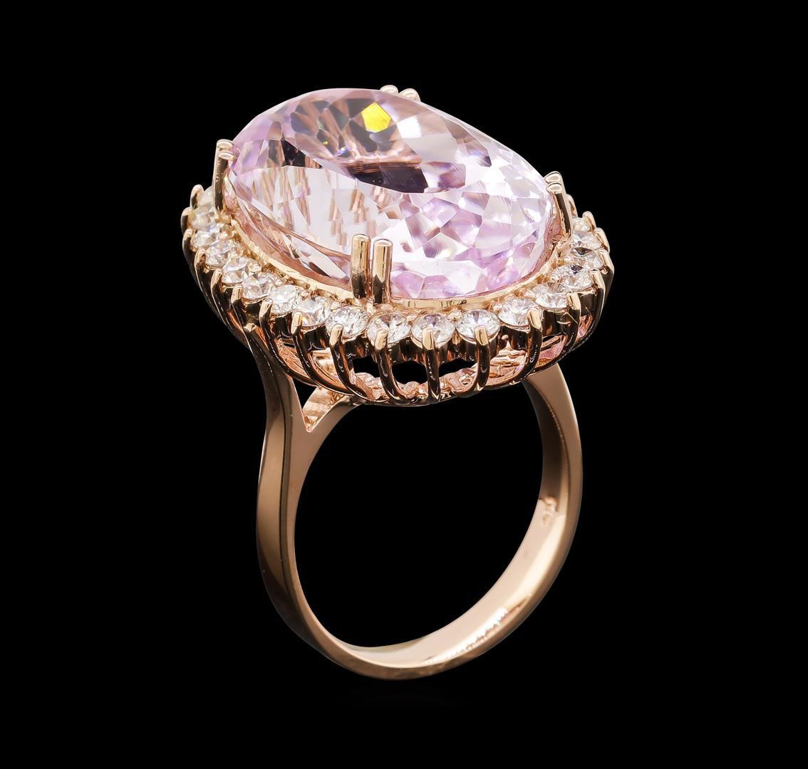 29.20 ctw Kunzite and Diamond Ring - 14KT Rose Gold