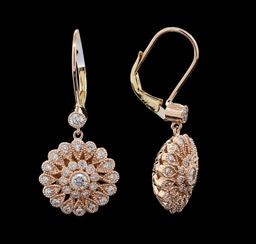 0.97 ctw Diamond Earrings - 14KT Yellow, White, and Rose Gold