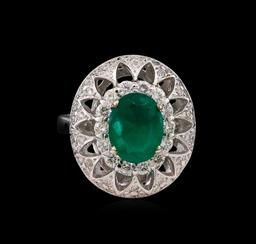 14KT White Gold 2.21 ctw Emerald and Diamond Ring