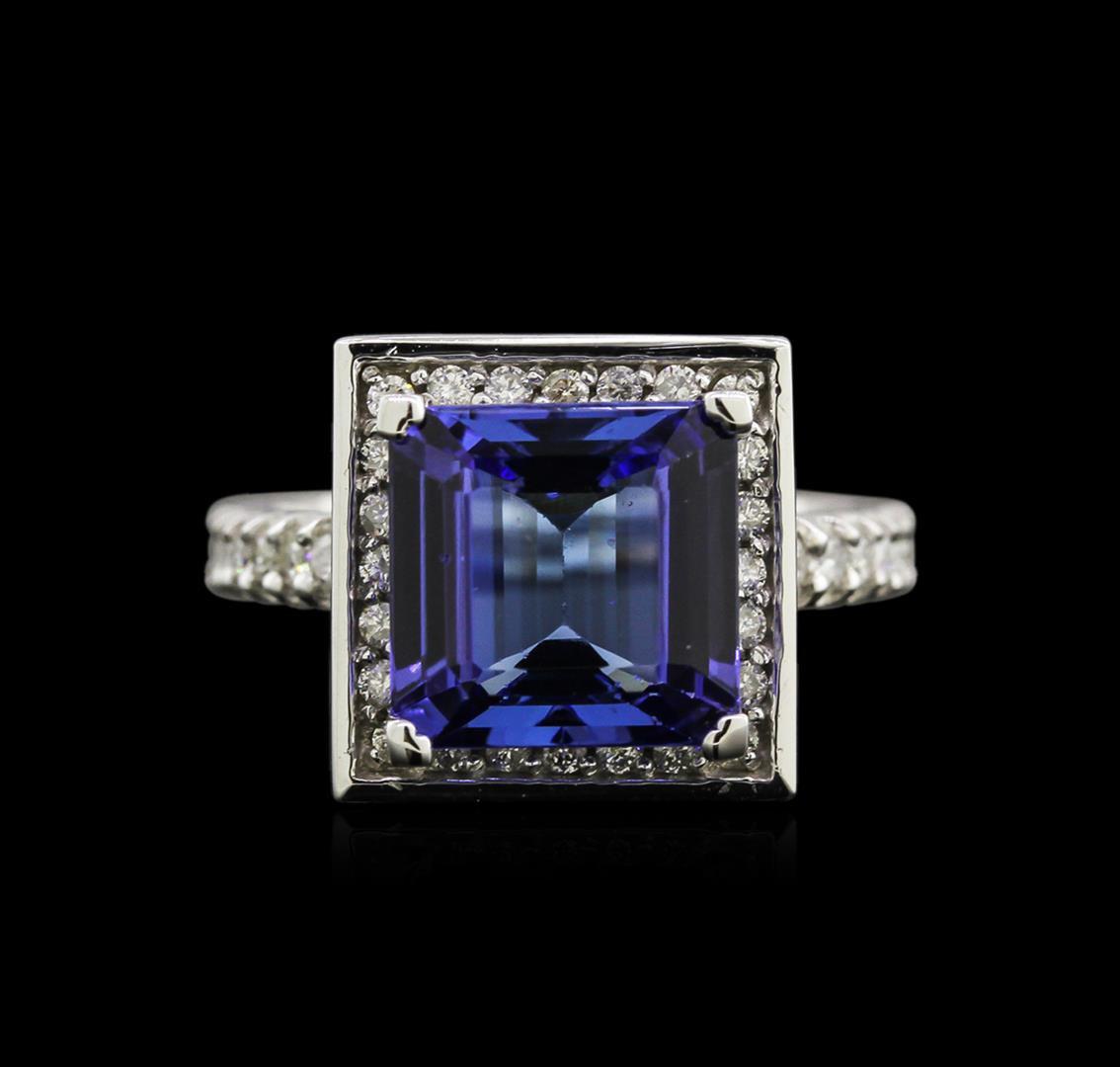 4.25 ctw Tanzanite and Diamond Ring - 14KT White Gold