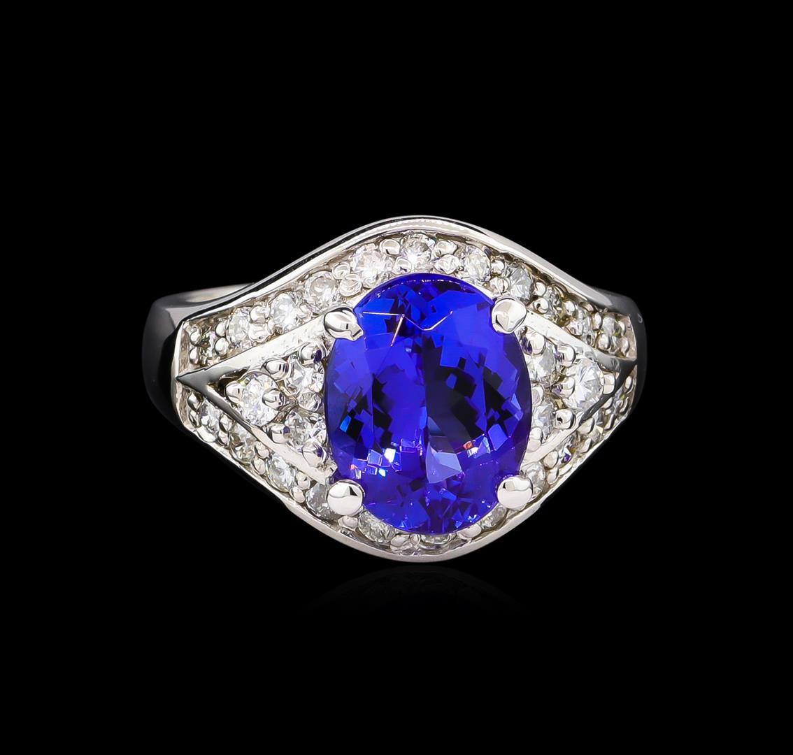 14KT White Gold 3.28 ctw Tanzanite and Diamond Ring