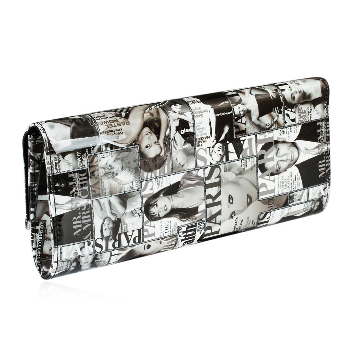 Black and White Fashionista Patent Oversized Clutch