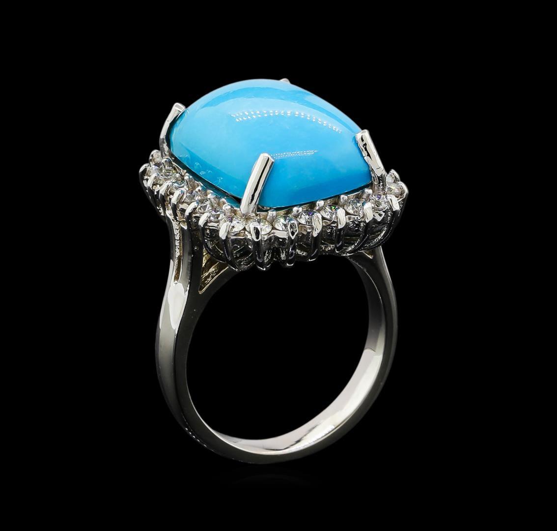 14KT White Gold 8.79 ctw Turquoise and Diamond Ring