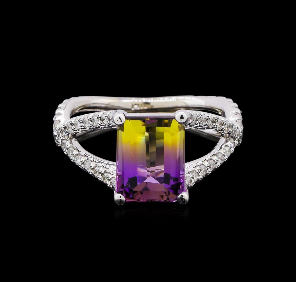 2.70 ctw Ametrine and Diamond Ring - 14KT White Gold