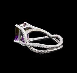 2.70 ctw Ametrine and Diamond Ring - 14KT White Gold