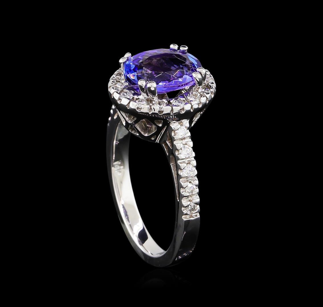 2.23 ctw Tanzanite and Diamond Ring - 14KT White Gold