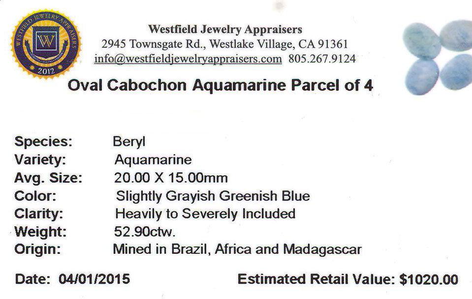 52.9 ctw Cabochon Aquamarine Parcel