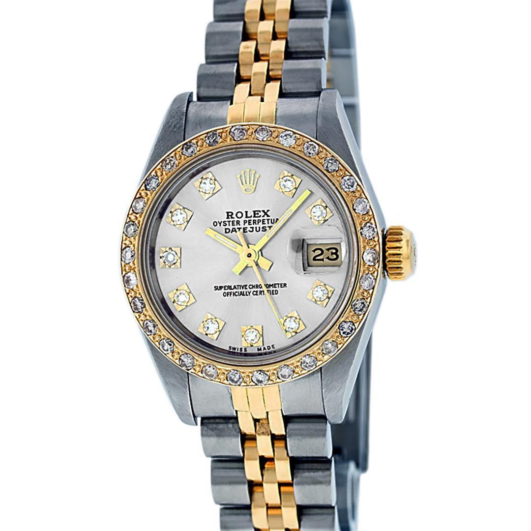 Rolex Ladies Two Tone Silver VS Diamond Datejust Wristwatch