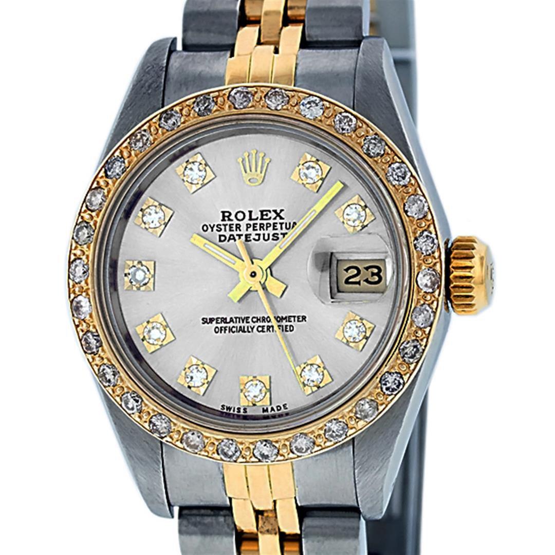 Rolex Ladies Two Tone Silver VS Diamond Datejust Wristwatch