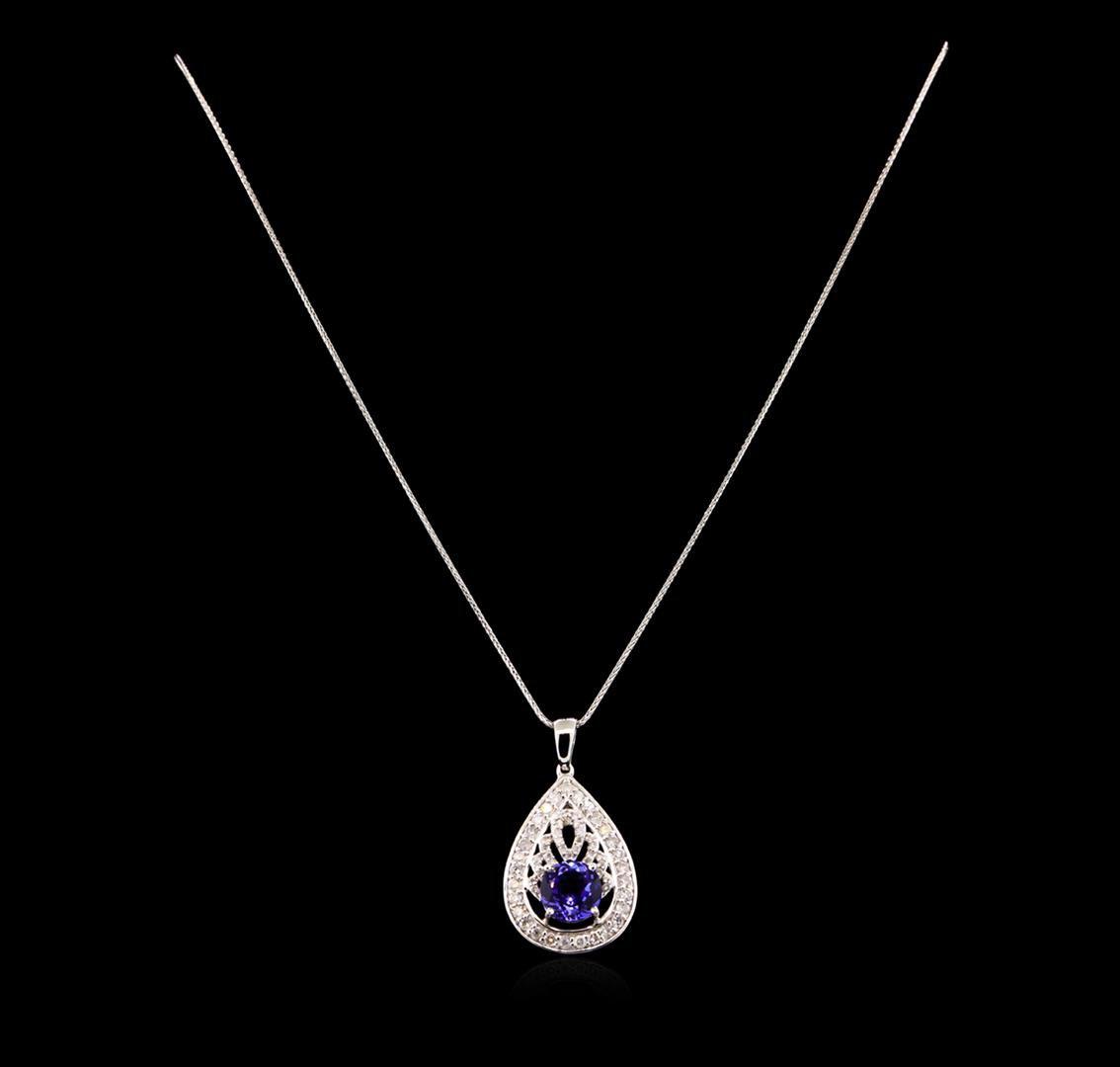 14KT White Gold 1.88 ctw Tanzanite and Diamond Pendant With Chain