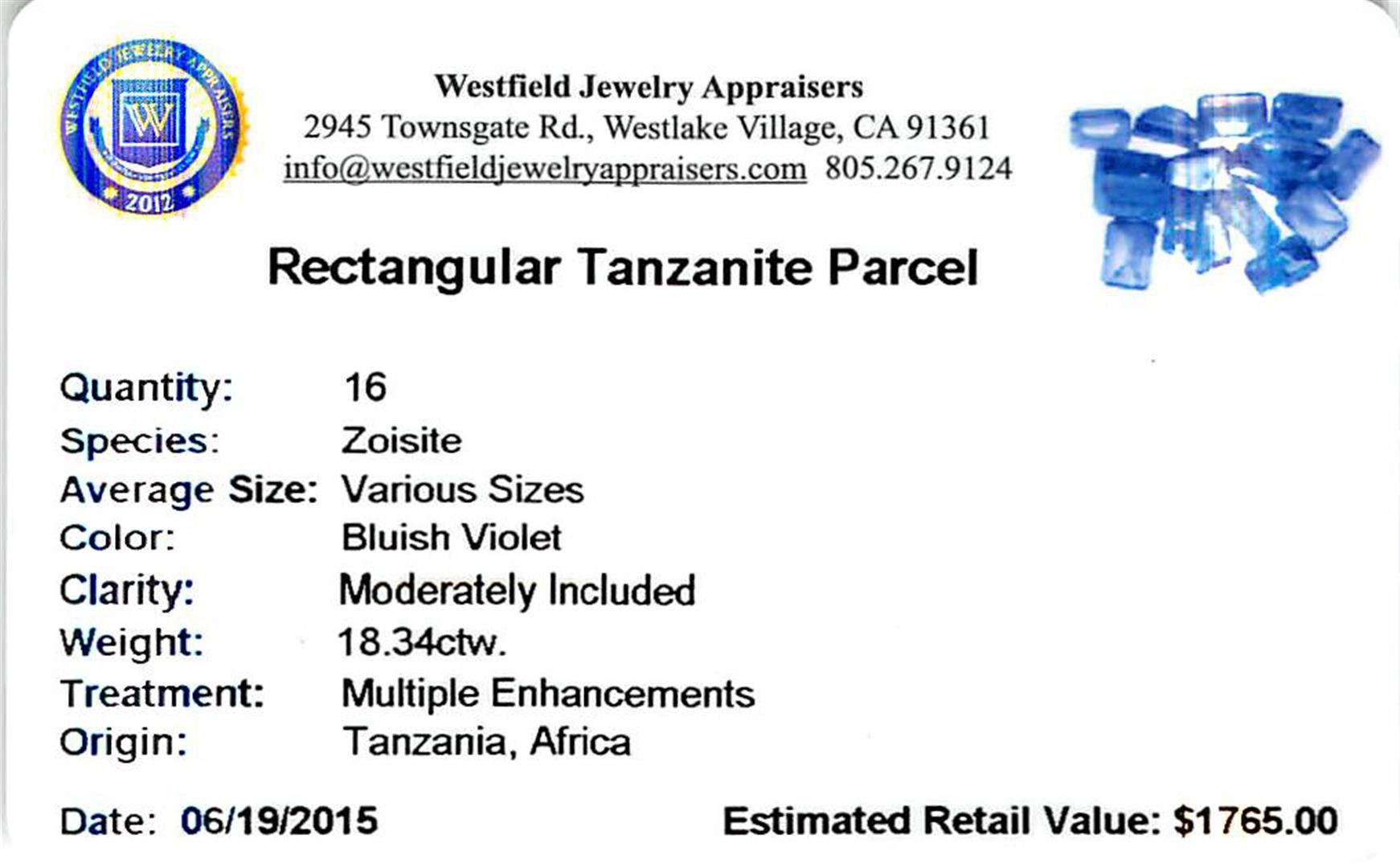 18.34 ctw Rectangular Step Tanzanite Parcel