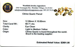 69.71 ctw Oval Cut Citrine Quartz Parcel