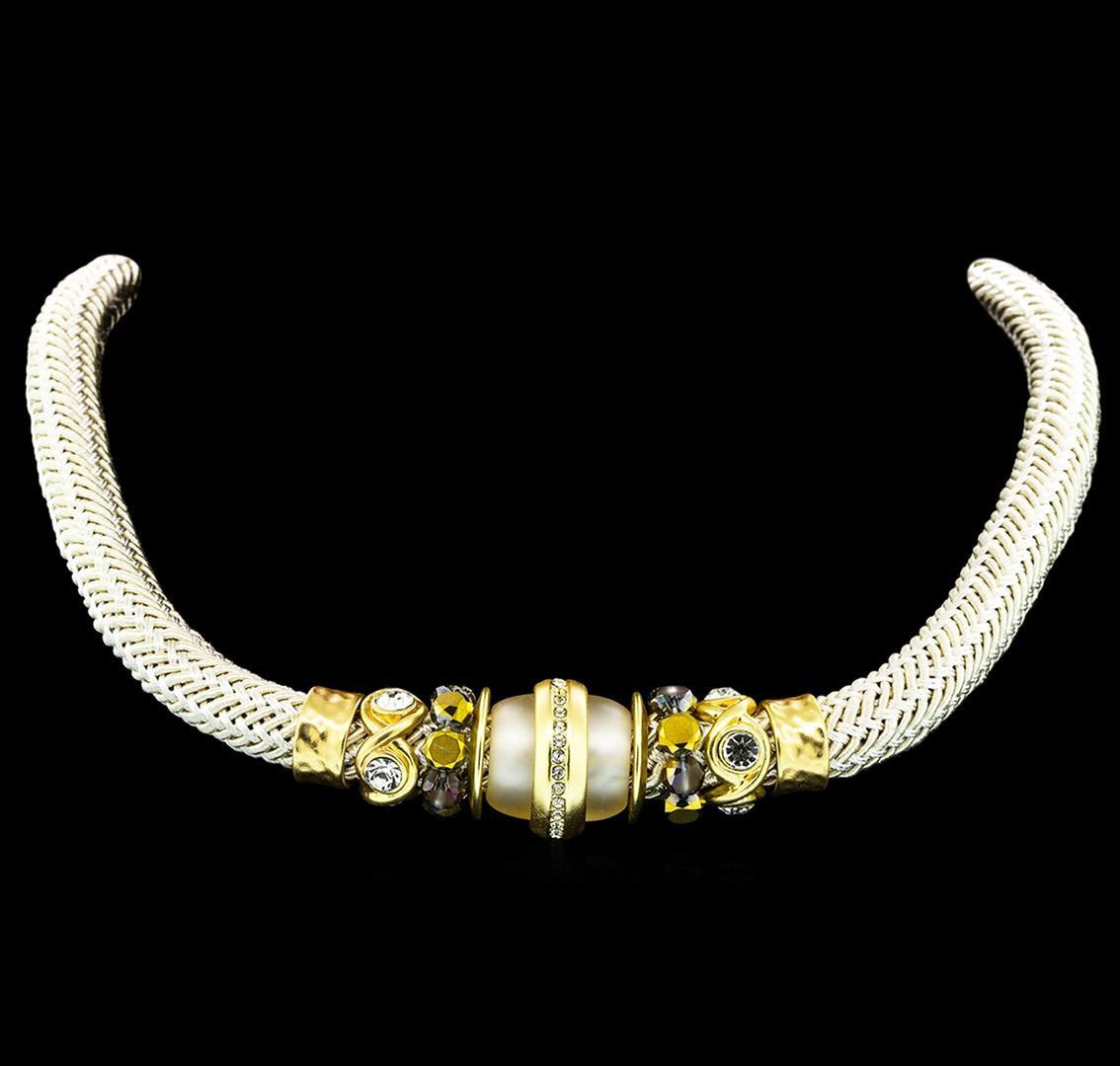 Silk Crystal Necklace - Gold Plated