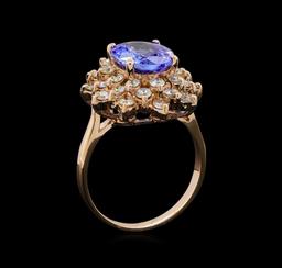 3.24 ctw Tanzanite and Diamond Ring - 14KT Rose Gold