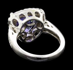 5.05 ctw Tanzanite and Diamond Ring - 14KT White Gold