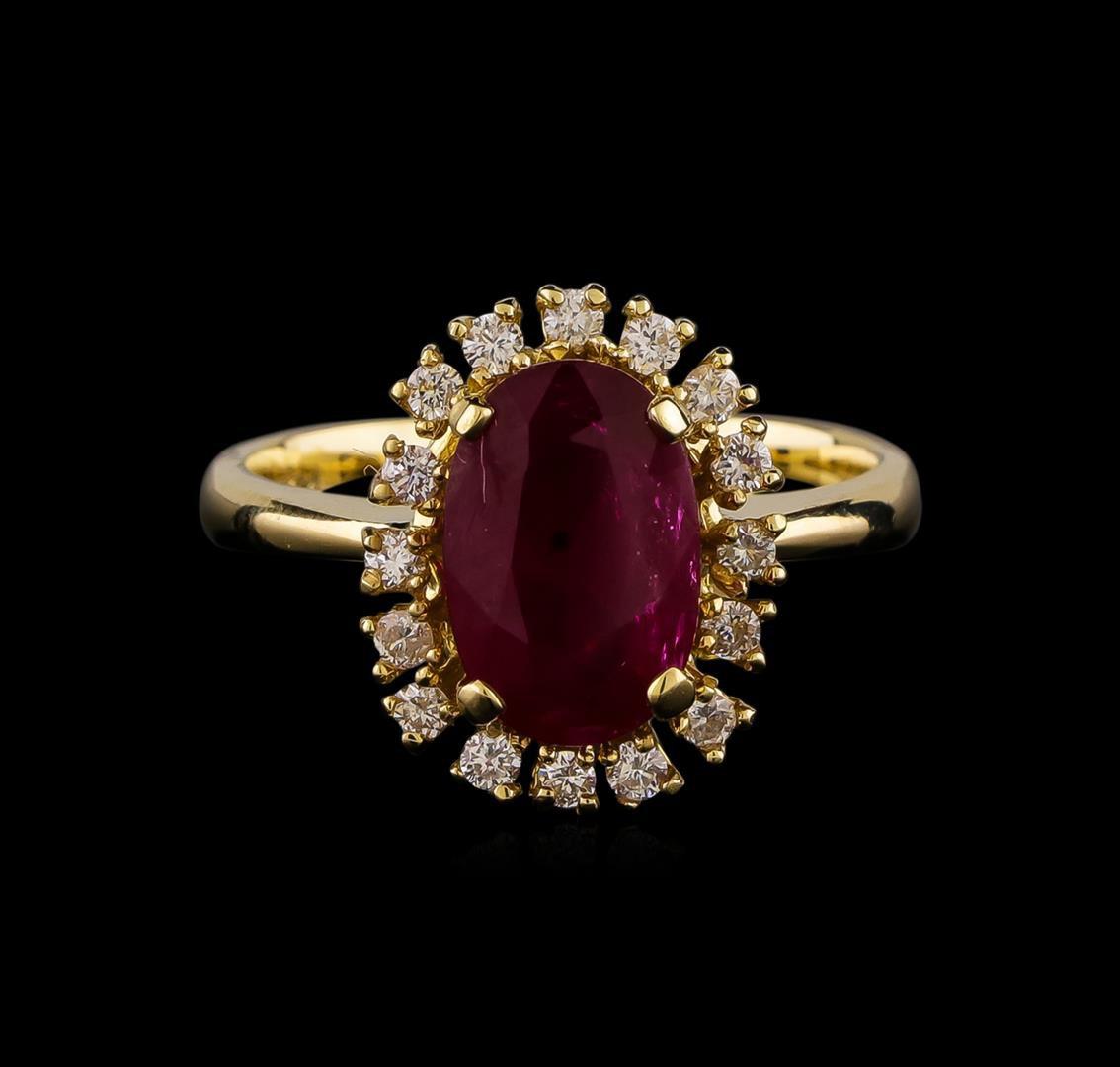 2.49 ctw Ruby and Diamond Ring - 14KT Yellow Gold