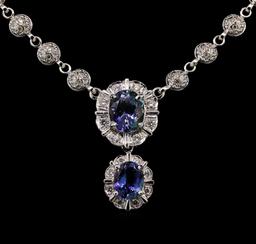 14KT White Gold 5.50 ctw Tanzanite and Diamond Necklace