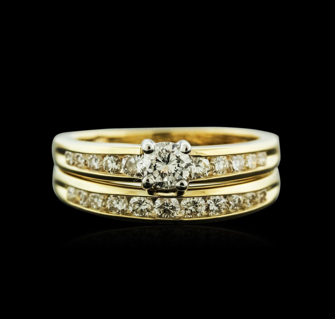 14KT Yellow Gold 0.70 ctw Diamond Wedding Ring Set