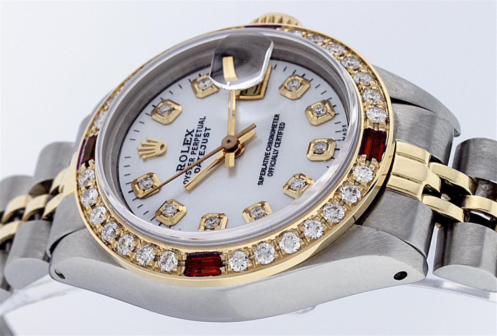 Rolex Two-Tone Mother Of Pearl Diamond and Ruby DateJust Ladies Watch