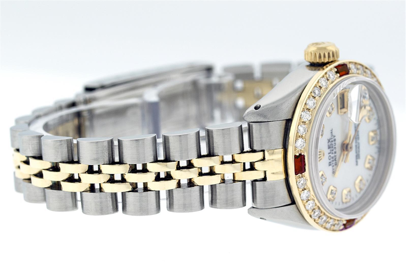 Rolex Two-Tone Mother Of Pearl Diamond and Ruby DateJust Ladies Watch