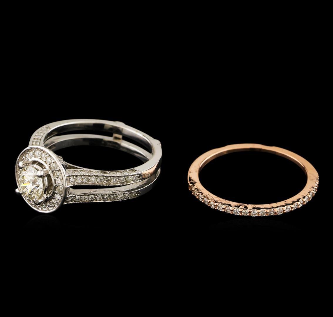1.28 ctw Diamond Wedding Ring Set - 14KT Rose and White Gold