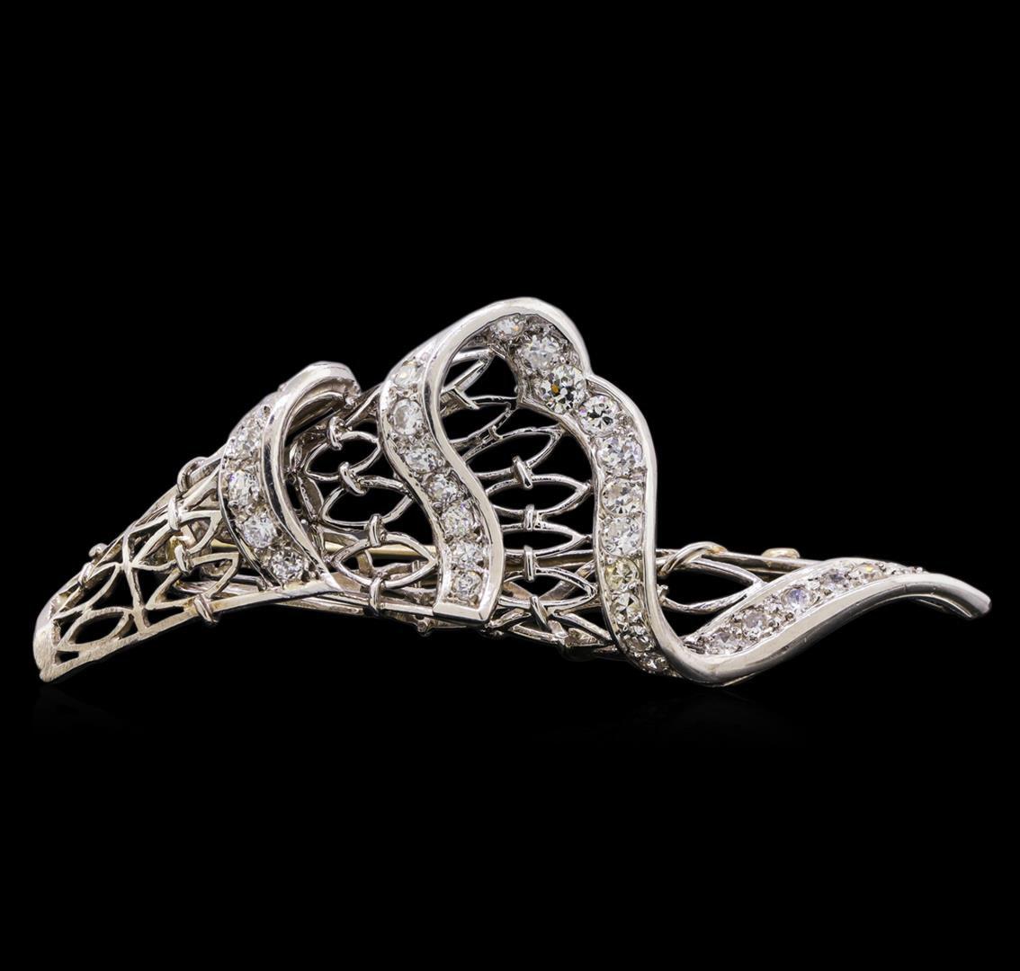 1.14 ctw Diamond Brooch - 18KT White Gold