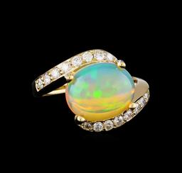 3.95 ctw Opal and Diamond Ring - 14KT Yellow Gold