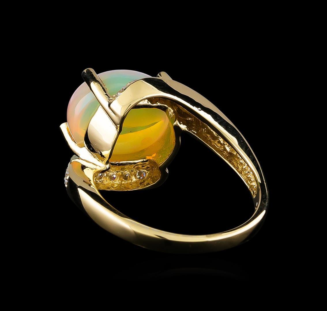 3.95 ctw Opal and Diamond Ring - 14KT Yellow Gold