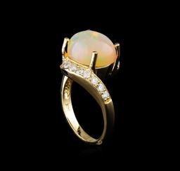 3.95 ctw Opal and Diamond Ring - 14KT Yellow Gold