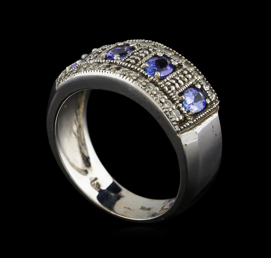 0.68 ctw Tanzanite and Diamond Ring - 14KT White Gold