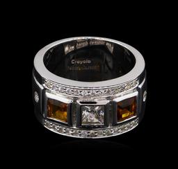 0.54 ctw Citrine and White Sapphire Ring - .925 Silver