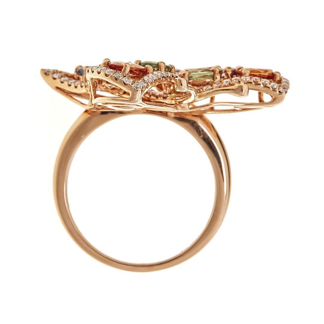 3.93 ctw Multi-color Gemstone Ring - 18KT Rose Gold