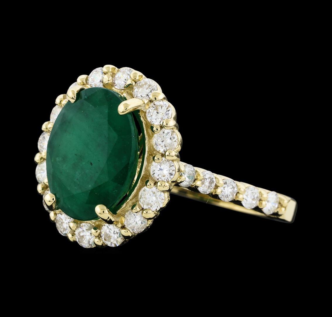 3.98 ctw Emerald and Diamond Ring - 14KT Yellow Gold