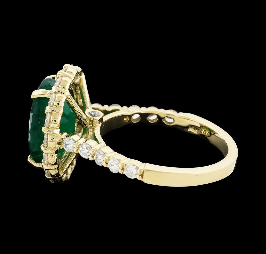 3.98 ctw Emerald and Diamond Ring - 14KT Yellow Gold