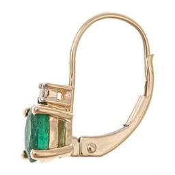 0.84 ctw Emerald and Diamond Earrings - 10KT Yellow Gold