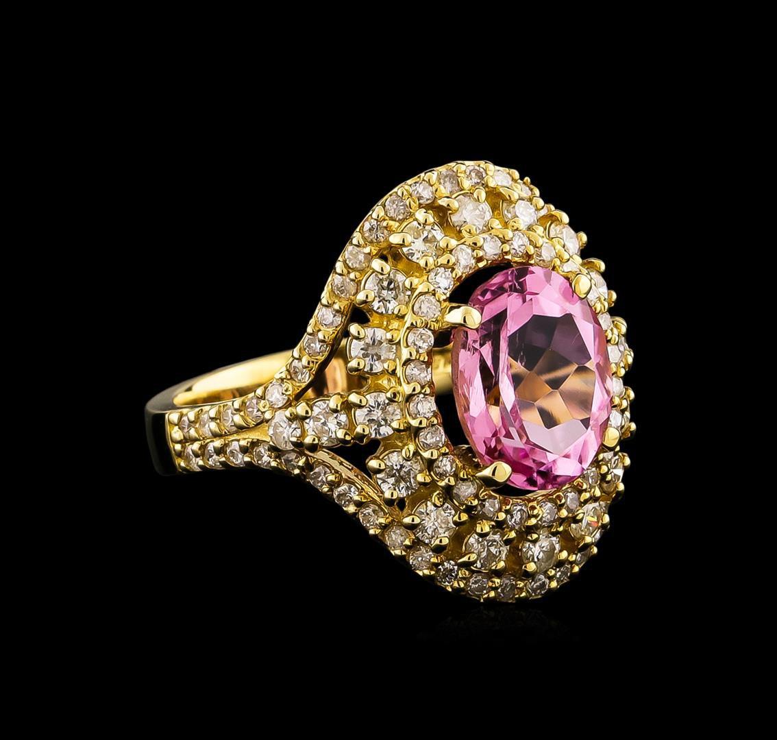 14KT Yellow Gold 2.81 ctw Kunzite and Diamond Ring